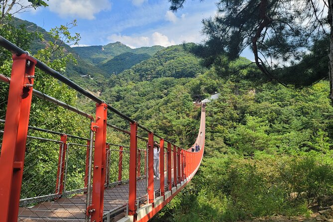 Private DMZ Tour and Suspension Bridge + Korean BBQ - Gamaksan Chulleong Bridge: the calm view break (with battle history in the background)